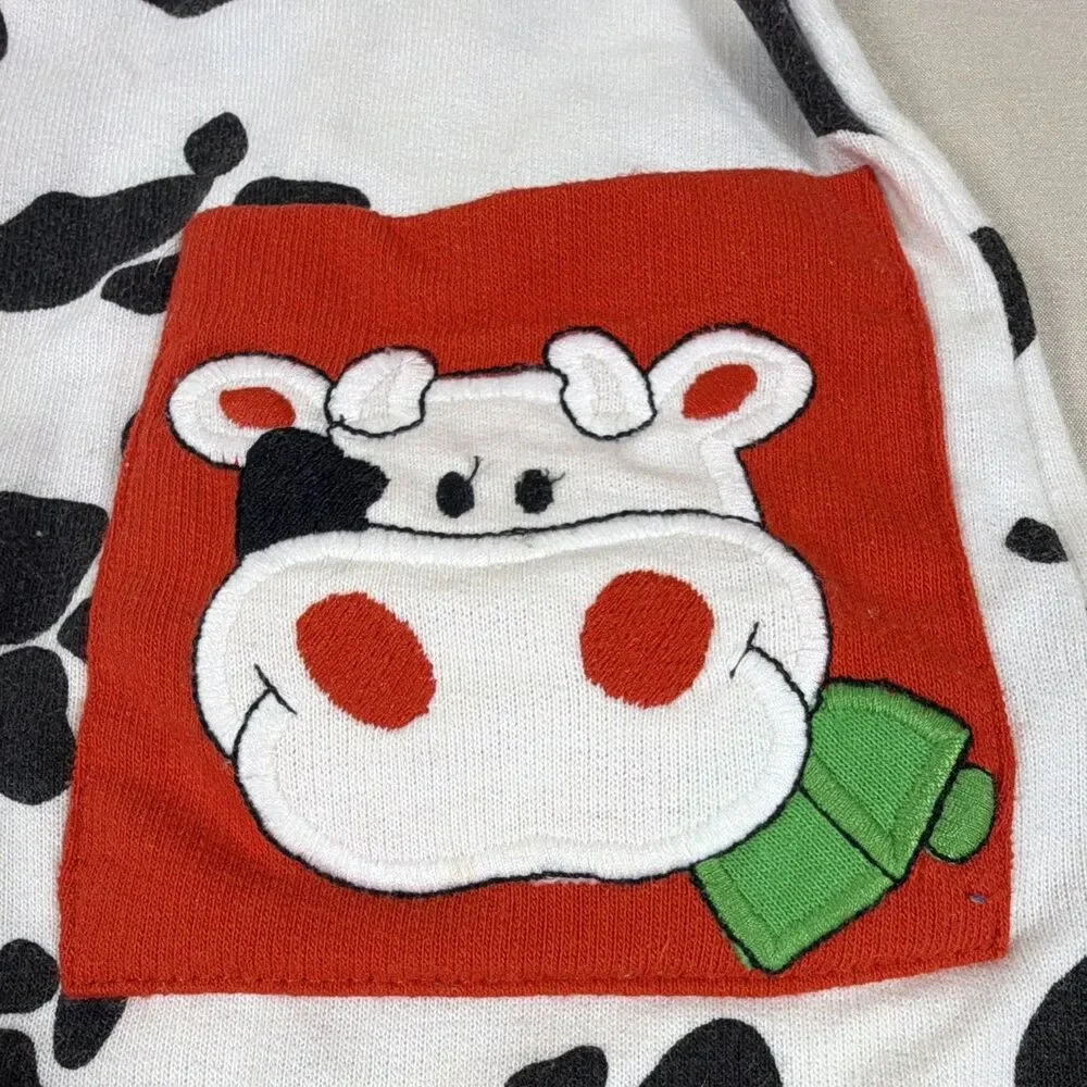 Vintage Buster Brown Baby 12M Cow Print Romper Coveralls Made in USA - 80s?